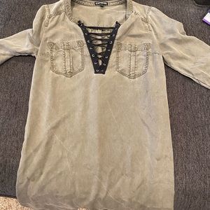 Hunter green, Express dress, casual/ distressed style